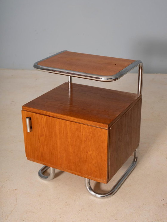 Image 1 of Pair of Chromed Nightstands, Vichr & spol, 1950s, Czechoslovakia