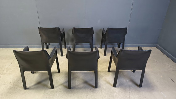 Image 1 of Set of 6 Cassina Cab 413 Chairs by Mario Bellini, 1980s