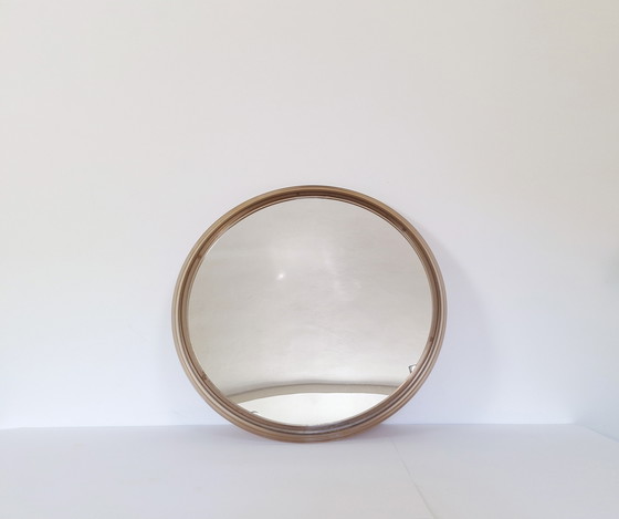 Image 1 of Miroir vintage marron / Miroir mural rond en plastique / Mid-Century Modern / Yougoslavie 1970