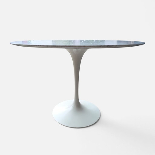 Knoll International Eero Saarinen Tulp Tafel Bureau 107cm Marmer – eettafels, Marble, Aluminium, Vintage (photo 2 of 6)