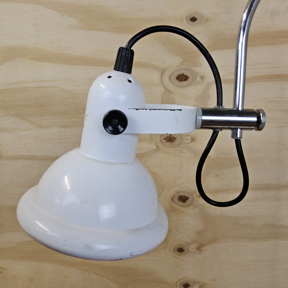 Image 1 of Lampada da tavolo industriale vintage cromata / lampada ad arco Anvia (anni '70) design olandese metà secolo lampada da tavolo