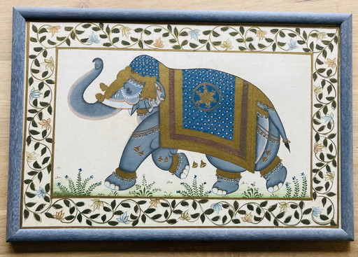 Peinture indienne vintage sur soie