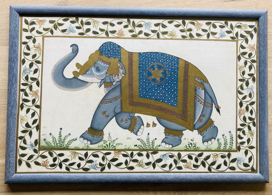 Image 1 of Peinture indienne vintage sur soie