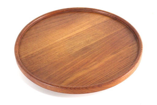 Bandeja giratoria Lazy Susan de teca, estilo danés vintage