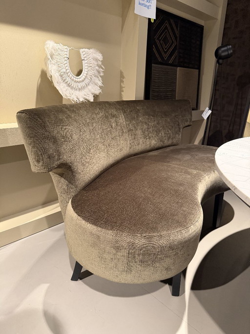 1 Banco de comedor redondo fabricado por Rupert, modelo Maxime. – bankjes, Velvet, Wood (photo 2 of 5)