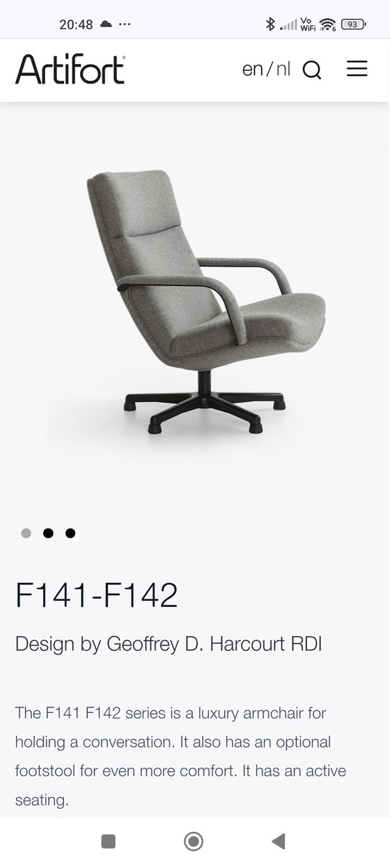Artifort draaistoel model F141 - design G. Harcourt – Fauteuils, Metal, Textile (photo 8 of 8)