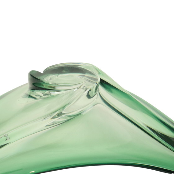 Image 1 of Coupe en cristal vert Val Saint Lambert