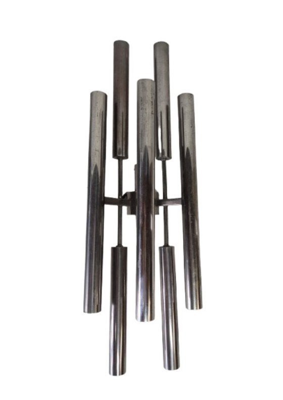 Image 1 of 3 grandi appliques in ottone nichelato, Italia 1960