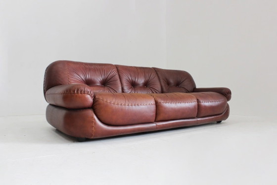 Vintage Sapporo Italian Leather Sofa Mobil Girgi 1970s – 3-5 zitsbanken (photo 2 of 8)