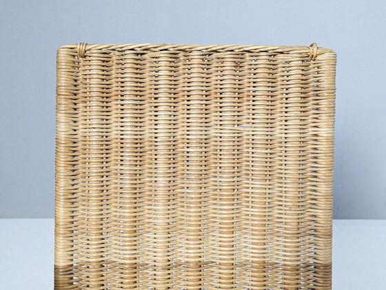 Image 1 of Skulpturaler Sessel aus Buche und Rattan mit Fußhocker von ÚĽUV, 1960er Jahre