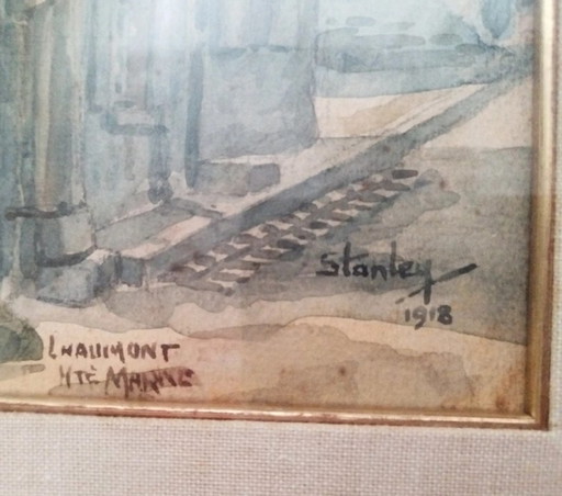 Watercolor by Stanley Inchbold, Chaumont (Haute-Marne), 1918 – schilderijen tekeningen, Glass, Paper (photo 2 of 11)