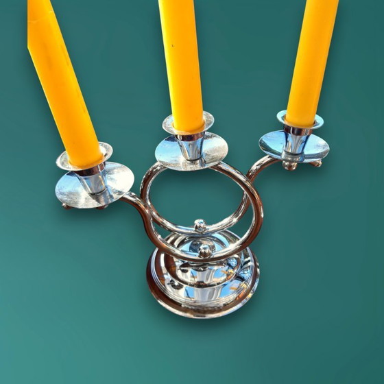 Image 1 of Paire de chandeliers Art Déco chromés