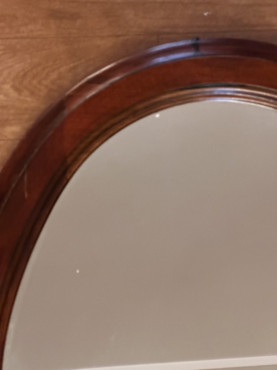 Miroir ovale vintage en bois teinté – 66 × 48,5 cm – Wood, Glass (photo 10 of 15)