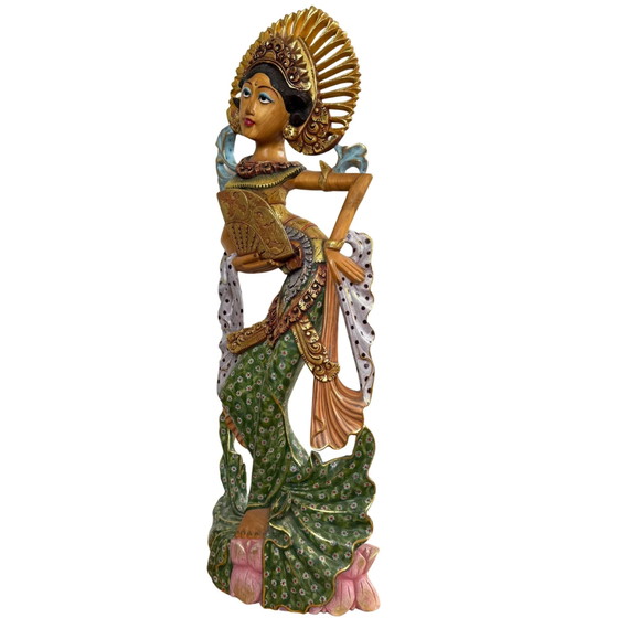De Hemelse Danseres: Handgesneden Balinese Legong | 71 cm Symbool van Gratie en Goddelijke Harmonie (photo 8 of 9)