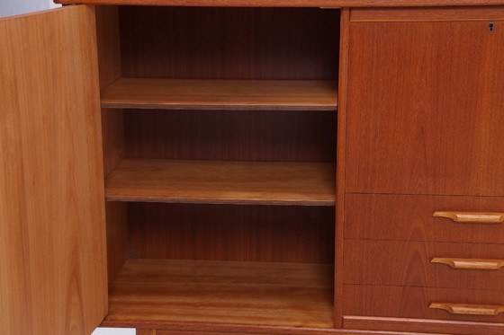 Image 1 of Vintage teak highboard 60s | Mid - Century sideboard drawer cabinet wood storage #07-42