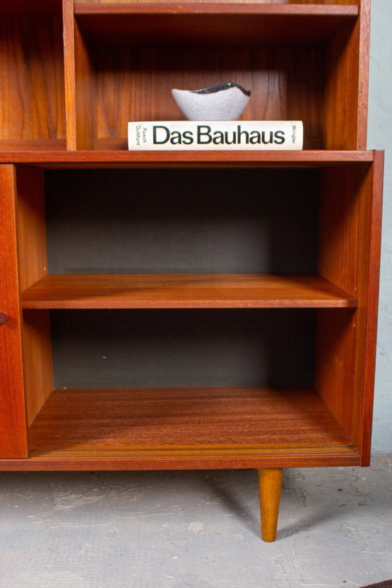 Image 1 of Vintage teakhouten hoge boekenkast, dressoir, ladekast, midden 20e eeuw