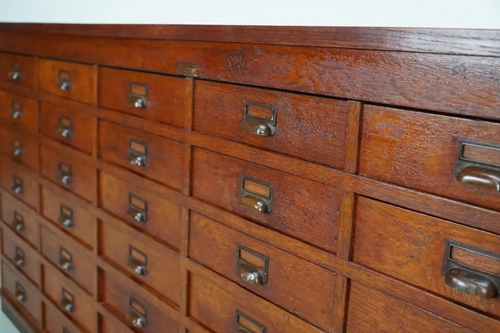 Image 1 of Large Dutch oak apothecary/filing cabinet or dresser, 1930s