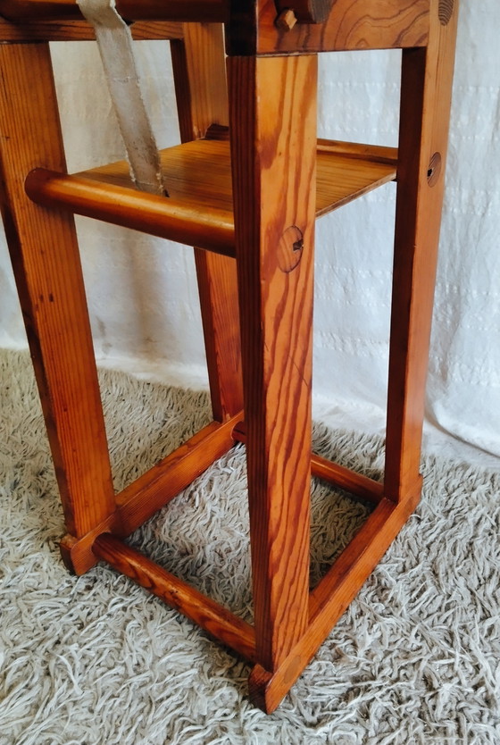 Image 1 of Hochstuhl aus massivem Kiefernholz für Babys – Mitte des 20. Jahrhunderts