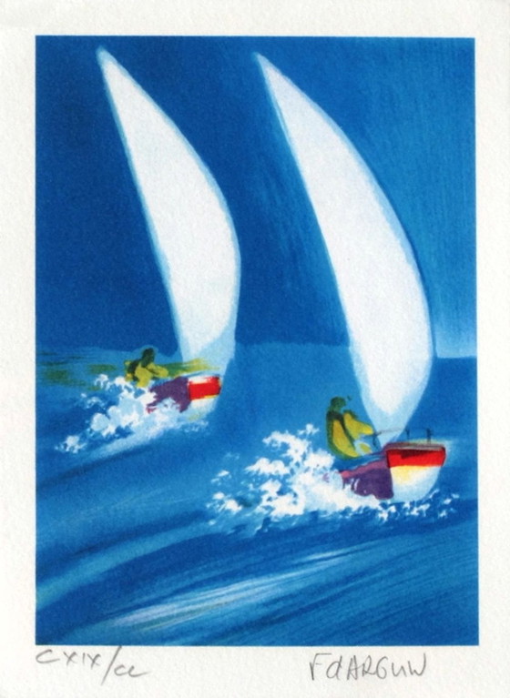 Image 1 of François D'ARGUIN Petite suite : régate VIII Signed lithograph 1994