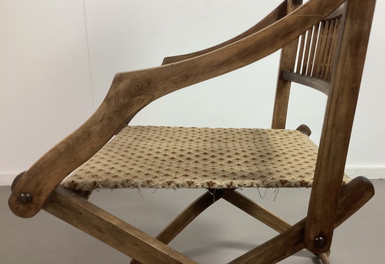 Image 1 of Antieke vintage officiers safari stoel 1880 victoriaans