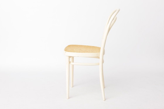 Chaise Vintage en Bois Courbé Style Thonet Modèle 214, Années 60, Hêtre & Cannage Viennois, Design (photo 8 of 12)