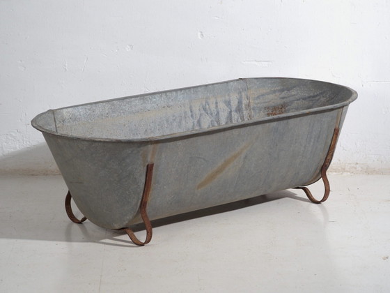 Bañera antigua de zinc galvanizado – Tina industrial europea – circa 1900 #6 – Macetas, Iron, Rustic (photo 39 of 39)