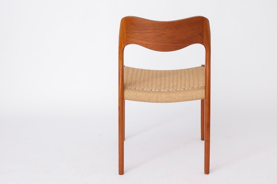Image 1 of Niels Otto Møller Model 71 Chair (With Repair) in Teak with New Danish Cord, Danish Mid-Century Dining Chair, Denmark 1950s
