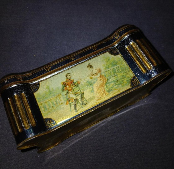 Image 1 of Pernot biscuit advertising tin made of screen-printed metal