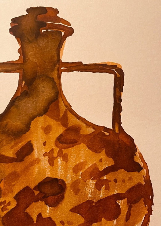 Image 1 of Vaso dipinto ad acquerello e inchiostro collezione Wabi Sabi Marocco