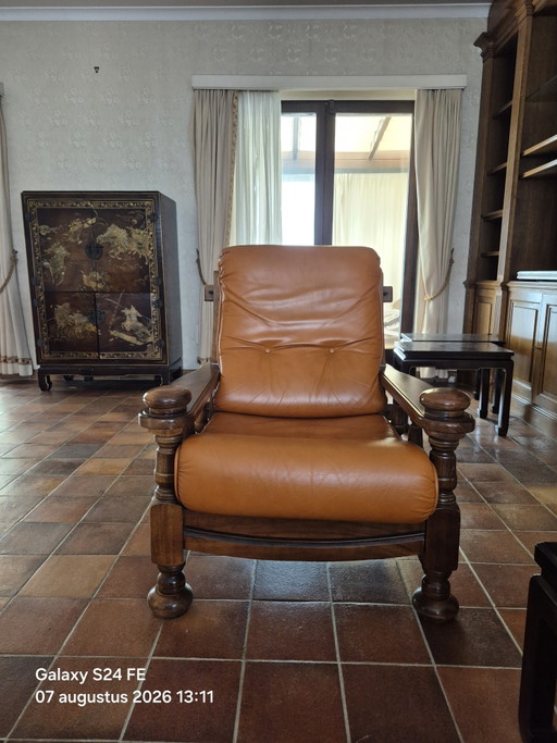 2 sillones vintage – fauteuils, Leather, Wood