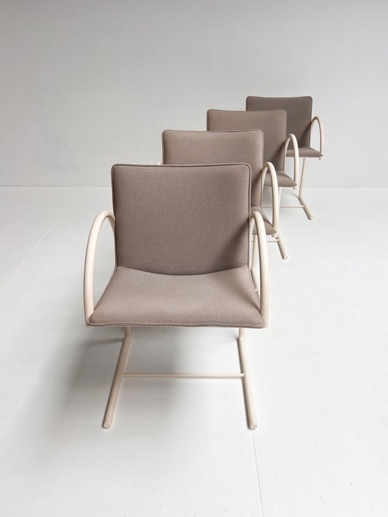 Set Van 4 Cirkel Stoelen Van Boonzaaijer Voor Metaform, 1980's – Eetkamerstoelen, Textile (photo 3 of 13)