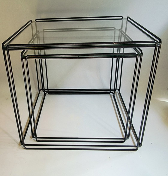 Image 1 of Set Of 2 Black Max Sauze Isocele Cube Side Table