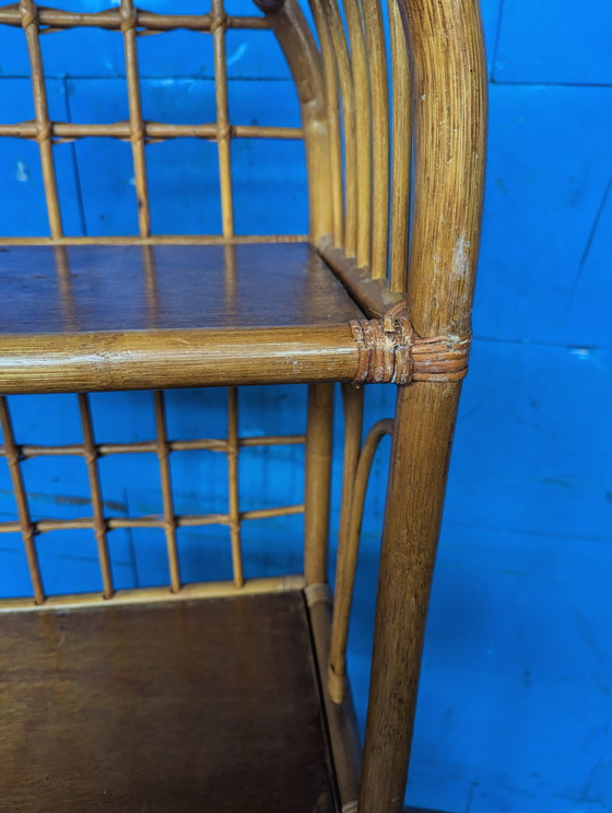 Image 1 of Libreria/mobiletto ad arco in rattan vintage anni '70