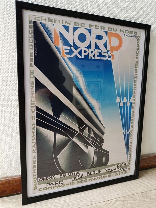 Nord Express, A.M. Cassandre Art Deco Reis Poster Print in lijst