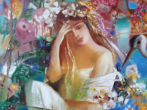 Peinture à l'Huile Originale Abstraite Figurative Fille Nature Été Indien – Peintures et dessins, Canvas (photo 6 of 8)