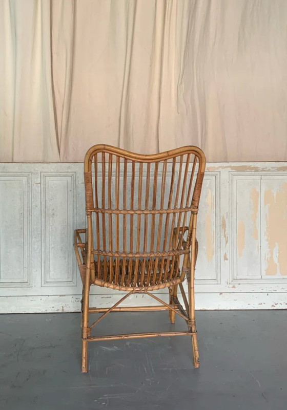 Fauteuil Vintage en Rotin, 1950s – Rattan (photo 5 of 5)