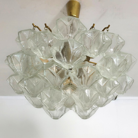 Image 1 of Lámpara Kalmar Franken Pagoda de los años 60, cristal raro con latón.