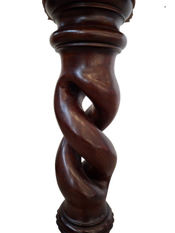 Image 1 of Elegante mahoniehouten planten-/bustestandaard/zuil – Vintage jaren 60