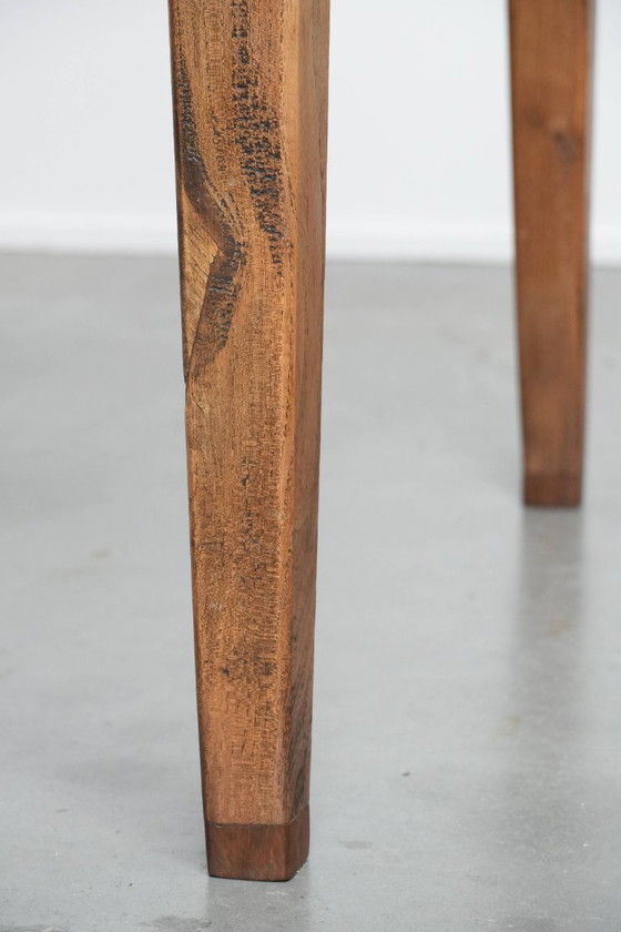 Image 1 of Antique French oak farmhouse dining table for 6 to 8 people with three drawers