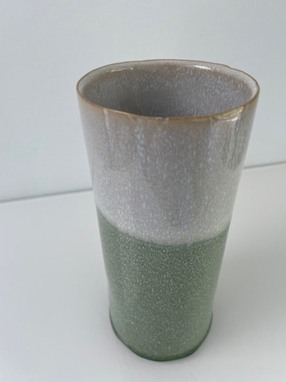 Image 1 of Vaso in ceramica fatto a mano nei colori grigio e verde mare