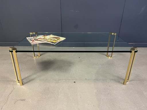 Peter Ghyczy style coffee table in brass and glass