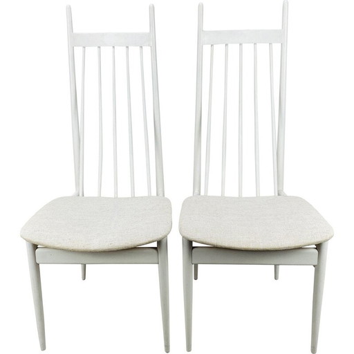 Coppia di sedie scandinave vintage con barre bianche, 1960