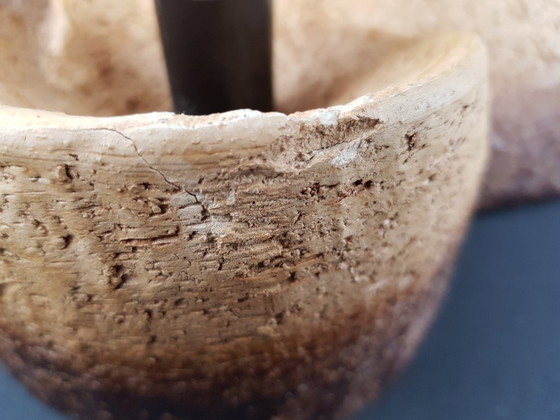 Image 1 of Vintage Brutalist Chamotte Clay Wall Lamp - Mid-Century Modern Ceramics (1960s/1970s) 2 lamps