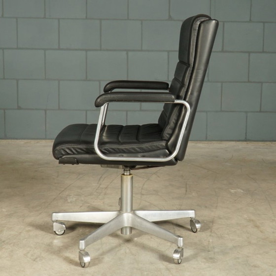 Vintage Office Chair – Black Leather – Drabert – 1970s – Metal (photo 10 of 14)