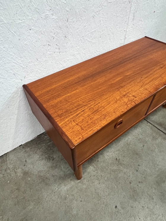 Image 1 of Vintage Teakhouten Laag Wandmeubel / Televisiemeubel, Denemarken 1960's
