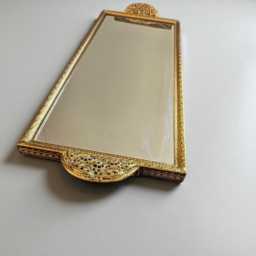 Spiegelend dienblad/lege zak met handvatten uit de jaren 50