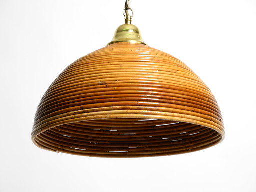 Beautiful Italian 1970s Bamboo Wood Ceiling Pendant Lamp