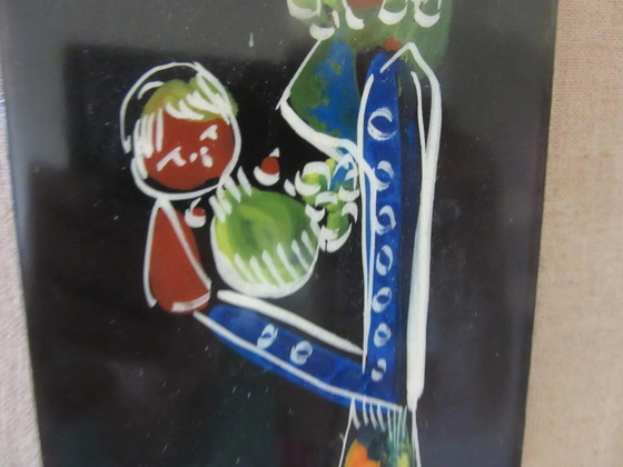 Keramische wandplaat, Moeder en Kind, Mid-Century Modern, gesigneerd door kunstenaar Rein – Wanddecoratie (photo 3 of 7)