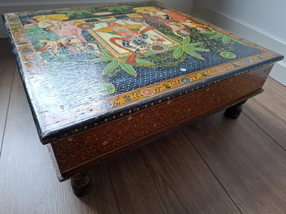 Image 1 of Table d'appoint indienne, vintage, peinte à la main !!!