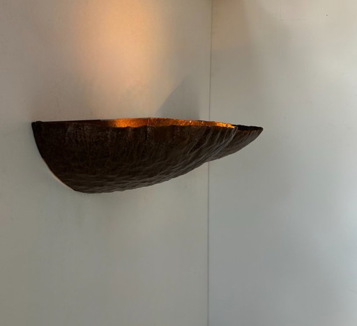 Paire d'appliques vintage, métal rouillé traité, France, 1980